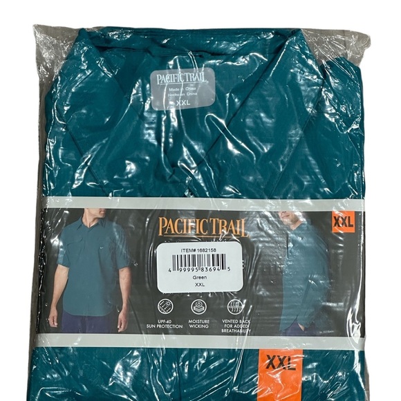 Men's Pacific Trail XXL Button Front Shirt Green Rolled Long / Short Sleeve NWT - Picture 9 of 11